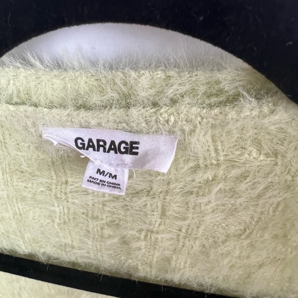 Garage green fuzzy cropped cardigan (M) - Picture 2 of 2